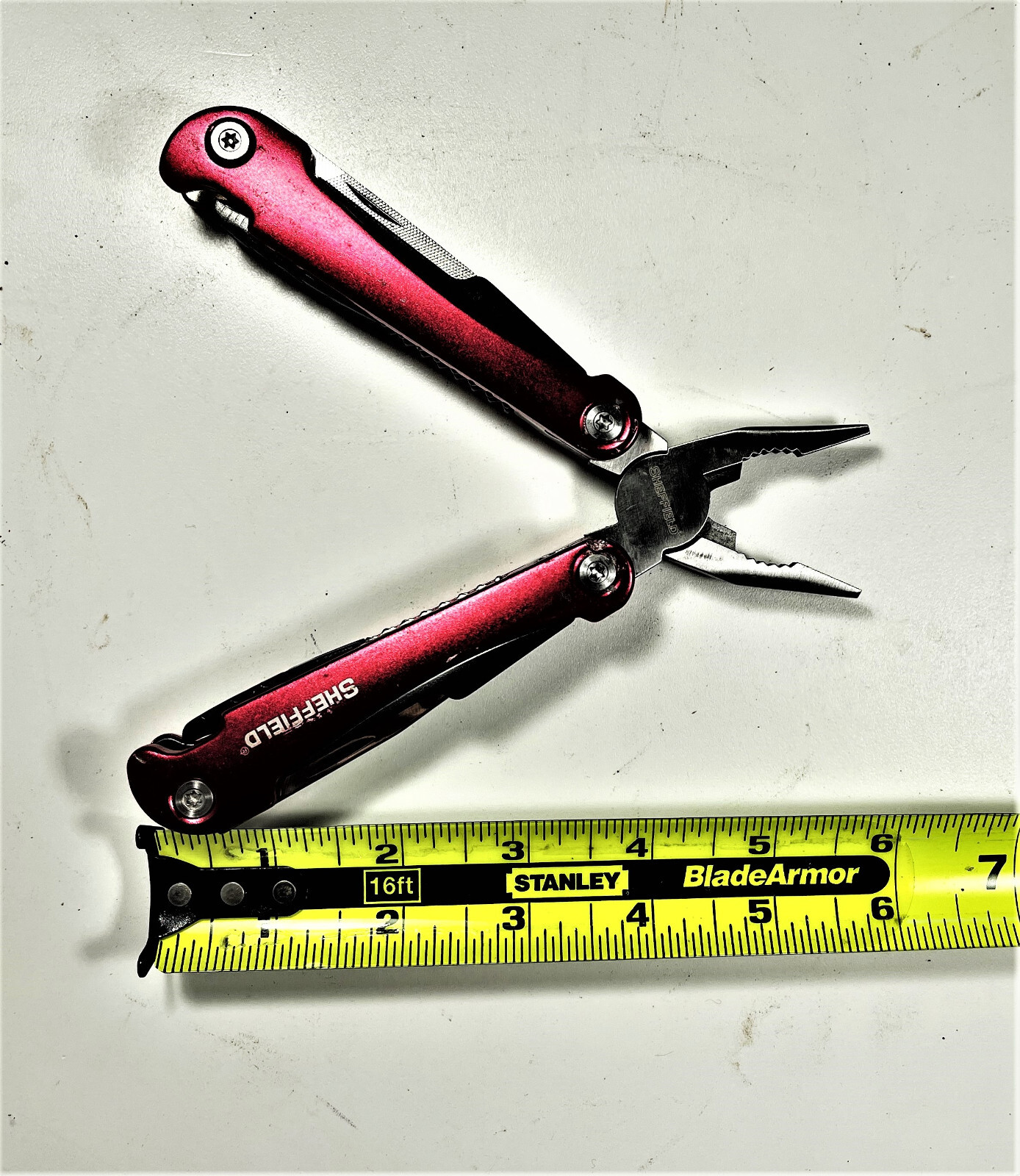 SHEFFIELD Pocket Size Multitool 9 in 1 Tools Stainless, Red Never Used