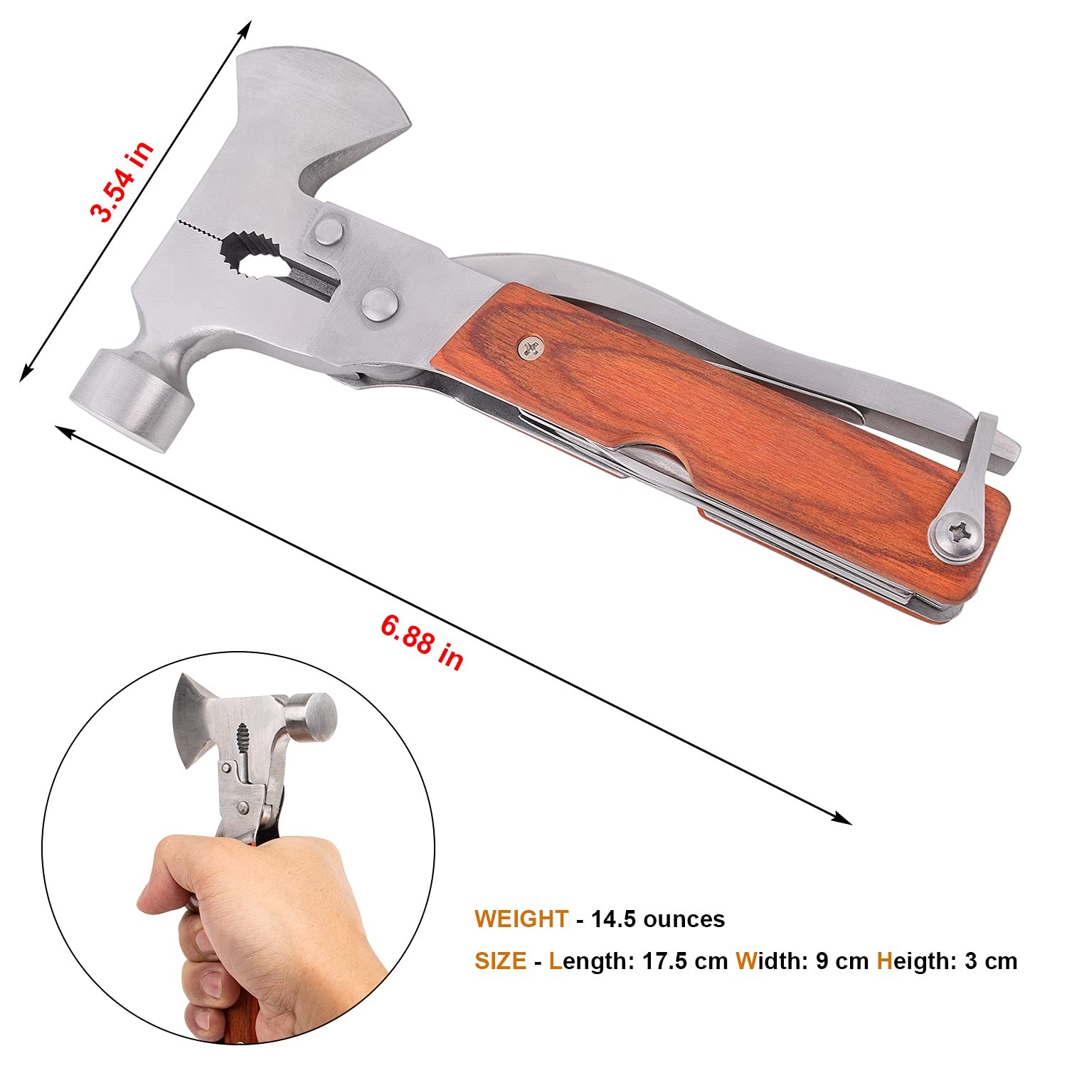 Multitool Hammer Camping Gear Accessories Survival Kits 14 In 1 Multifunction To