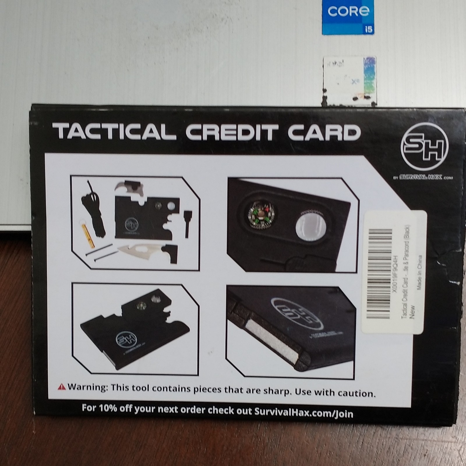 Survival Hax Tactical Credit Card 9-in-1 Multi-Tool w/ Paracord Black