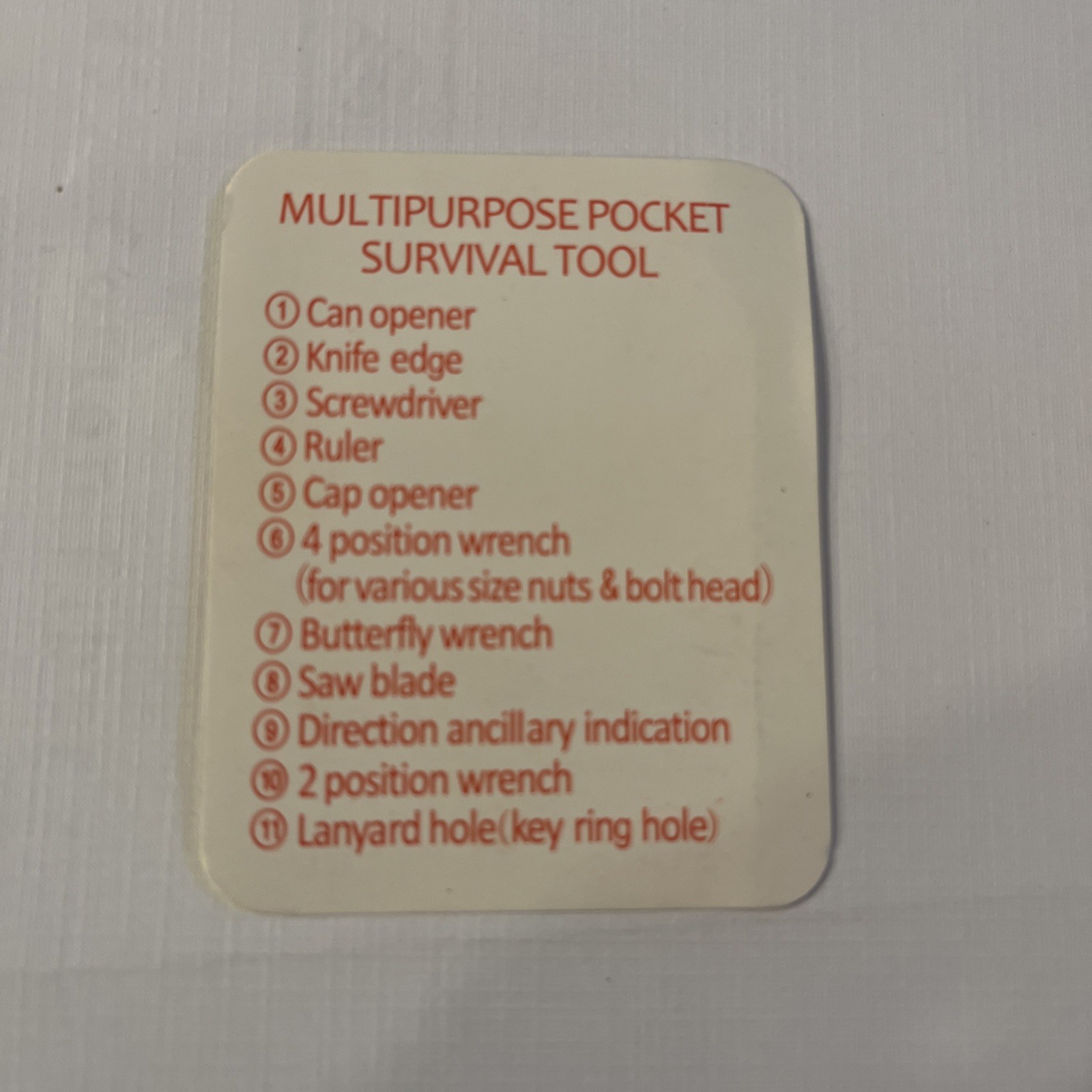 11 Function Credit Card Size Survival Pocket Tool NEW Stainless Steel