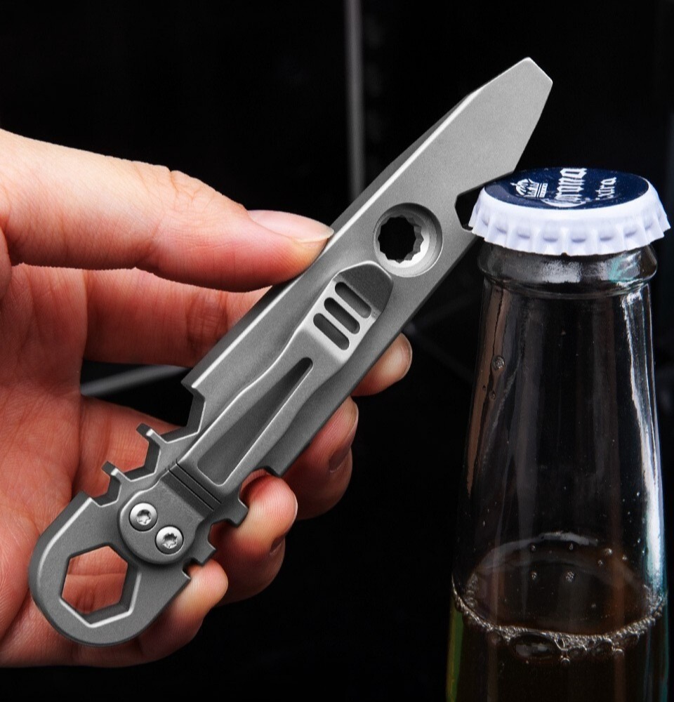 New Titanium Alloy Ratchet Wrench Pocket Pry Bar Crowbar Tool Opener Screwdriver