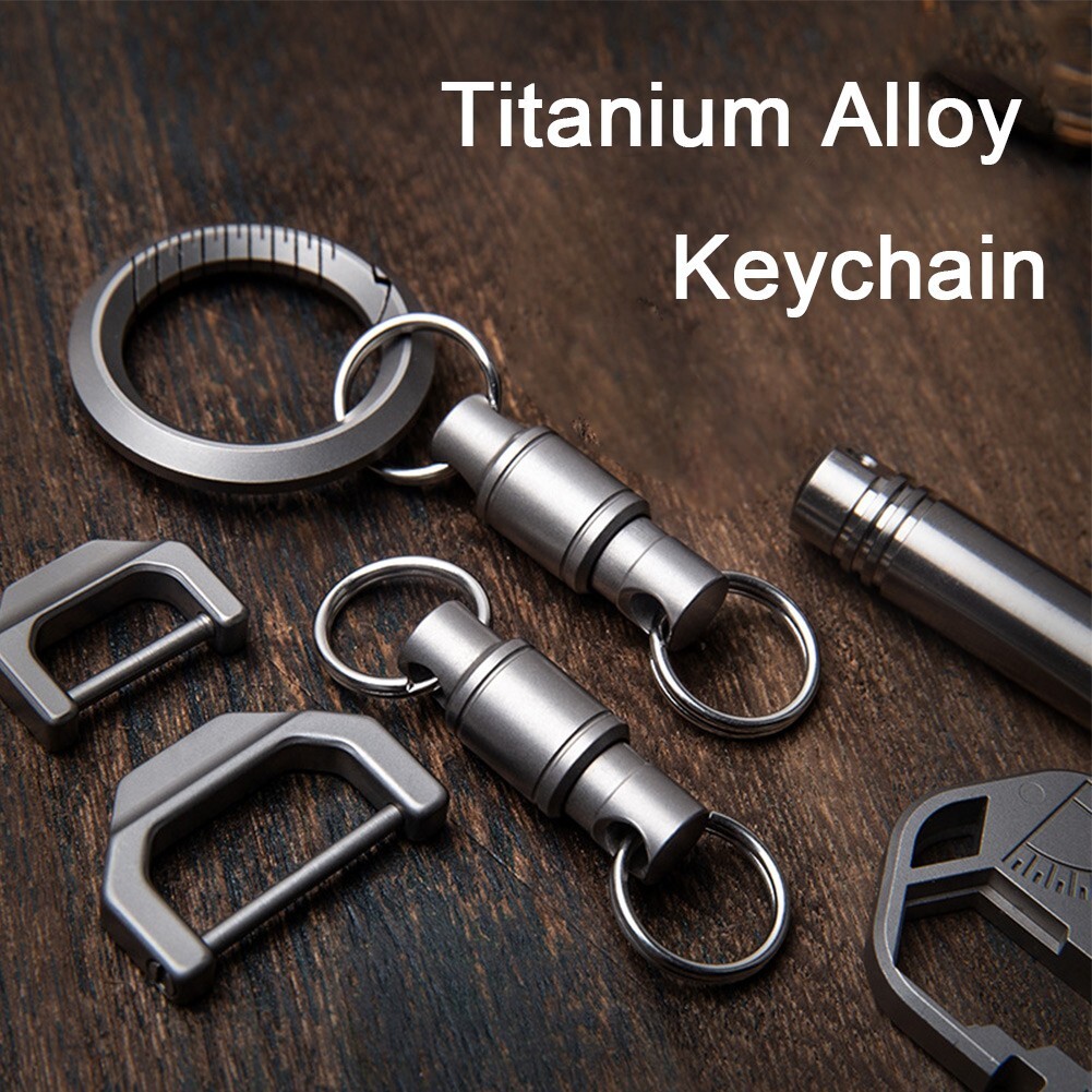 Titanium Alloy Keychain Detachable Car Key Holder 360° Swivel Quick-Release Tool