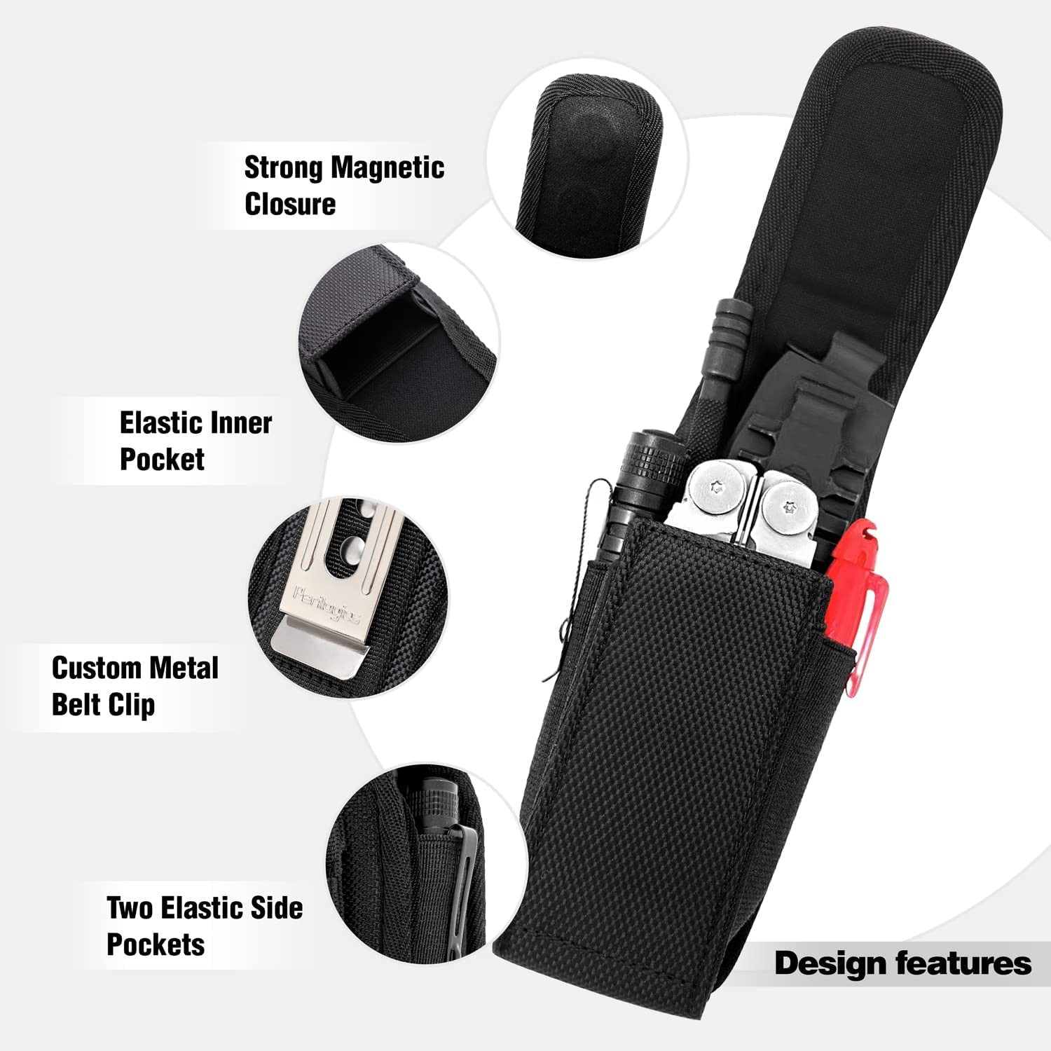 Magnetic Tool Sheath for Leatherman – Nylon Belt Pouch Fits Wave Plus, Wingma…