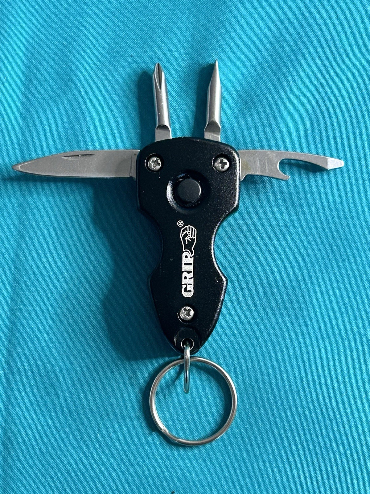 Lot of 2 Keychain Multi-Tools GRIP 6-in-1 LED Torch Tool Micro Folding Pliers