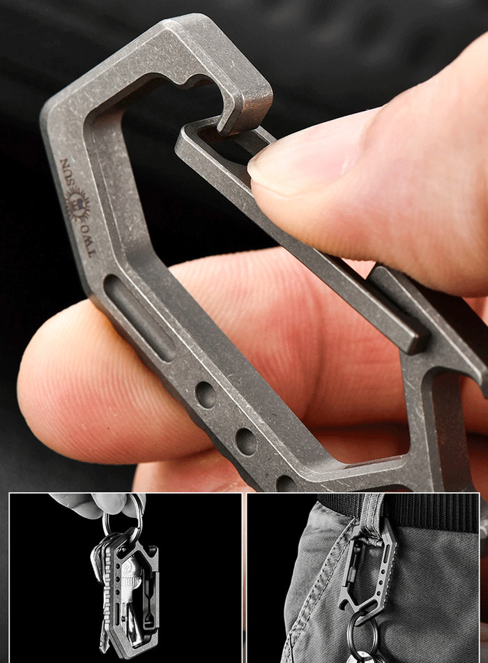 EDC Titanium Keychain Carabiner Car Keys Holder Organizer w/ Bottle Opener Tool