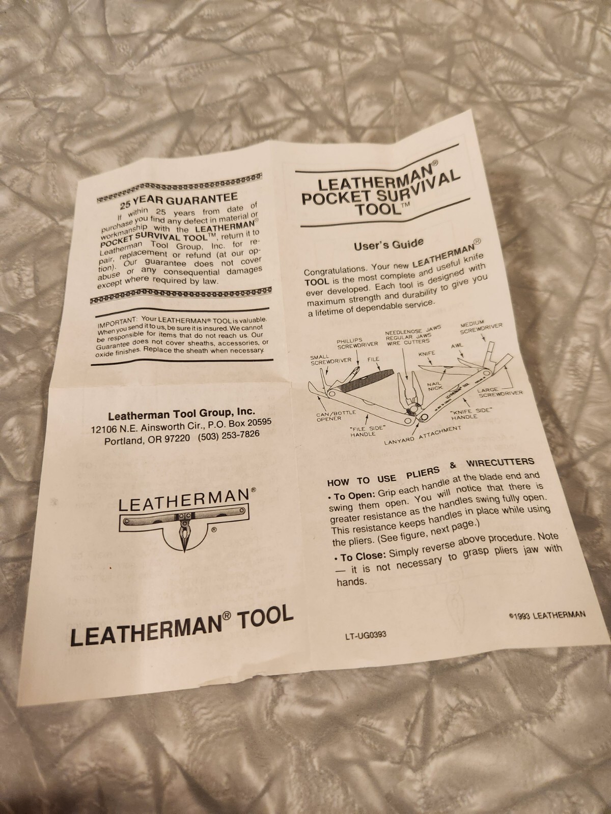 Vintage 1992 Genuine Leatherman Survival Tool with Sheath & Box Portland USA