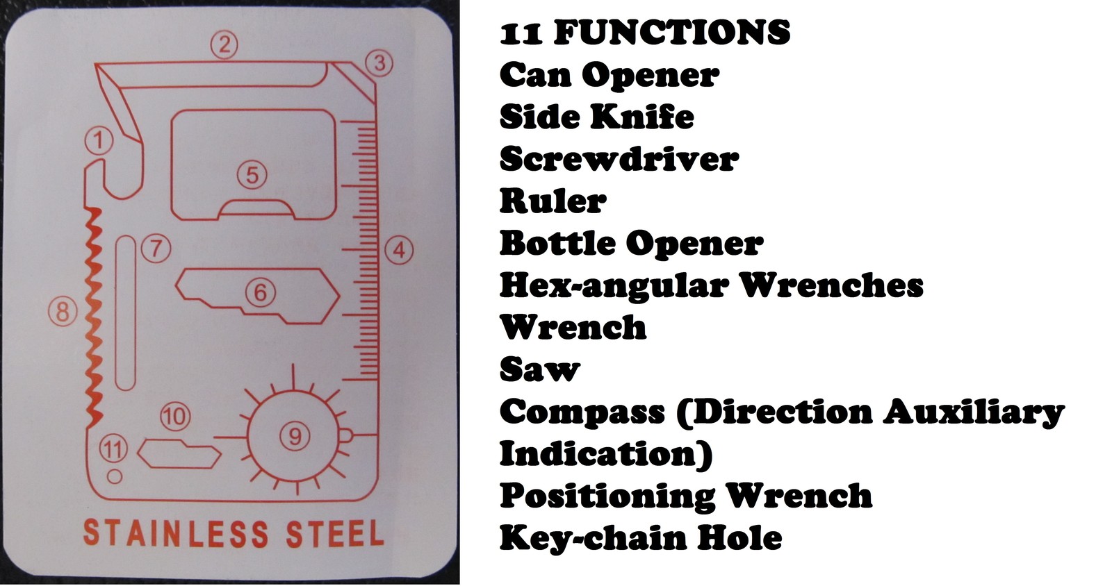 10 Qty 11 in 1 Tactical Camping Utility Credit Card Sized Pocket Knife Tool Kit