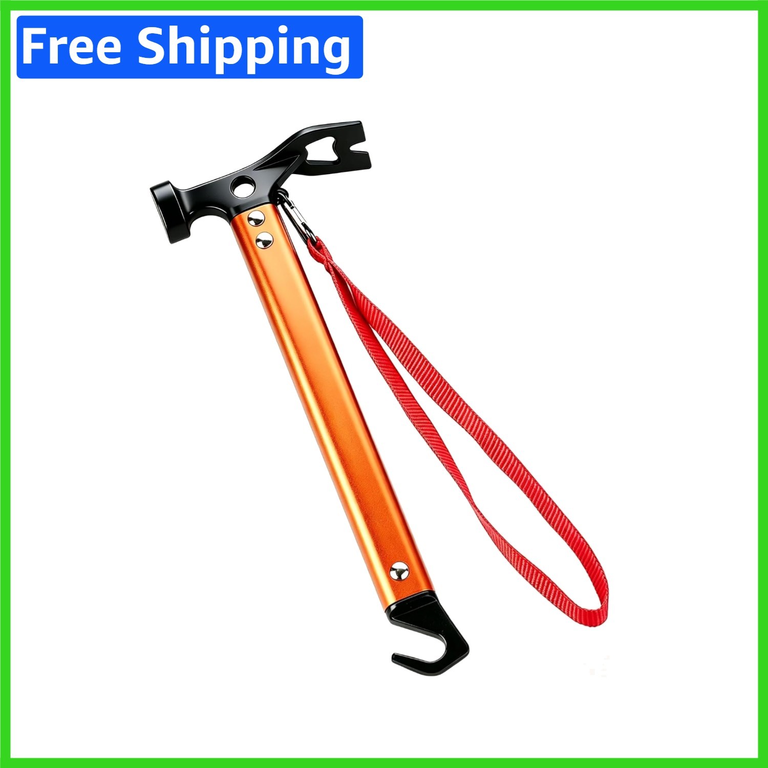 Ergonomic 12″ Tent Stake Hammer – Lightweight Carbon Steel for Hiking & Camping