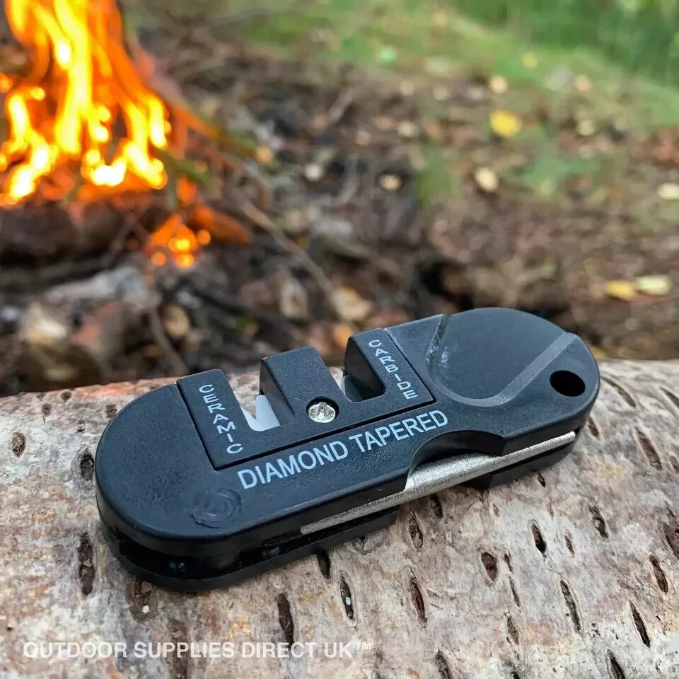 Portable Field Knife Sharper Pocket Two-Grit Sharpening Stone Bushcraft Camping