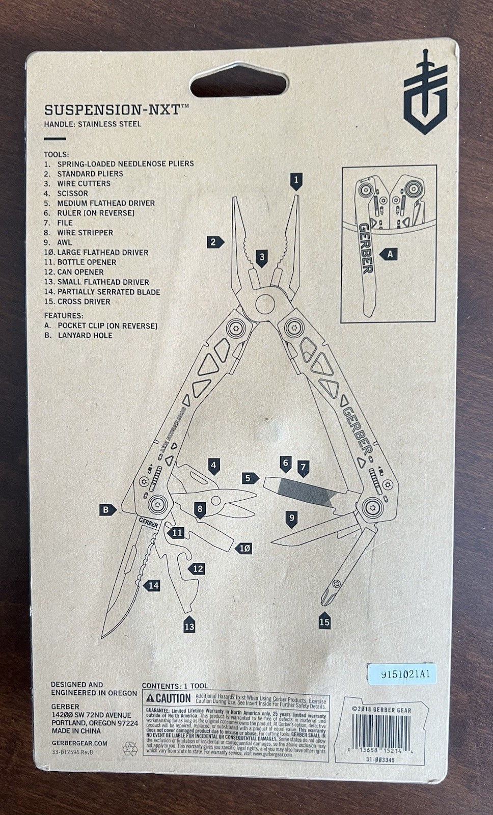 Gerber Suspension NXT Multi-Tool 15 Tools Stainless Steel 31-003345