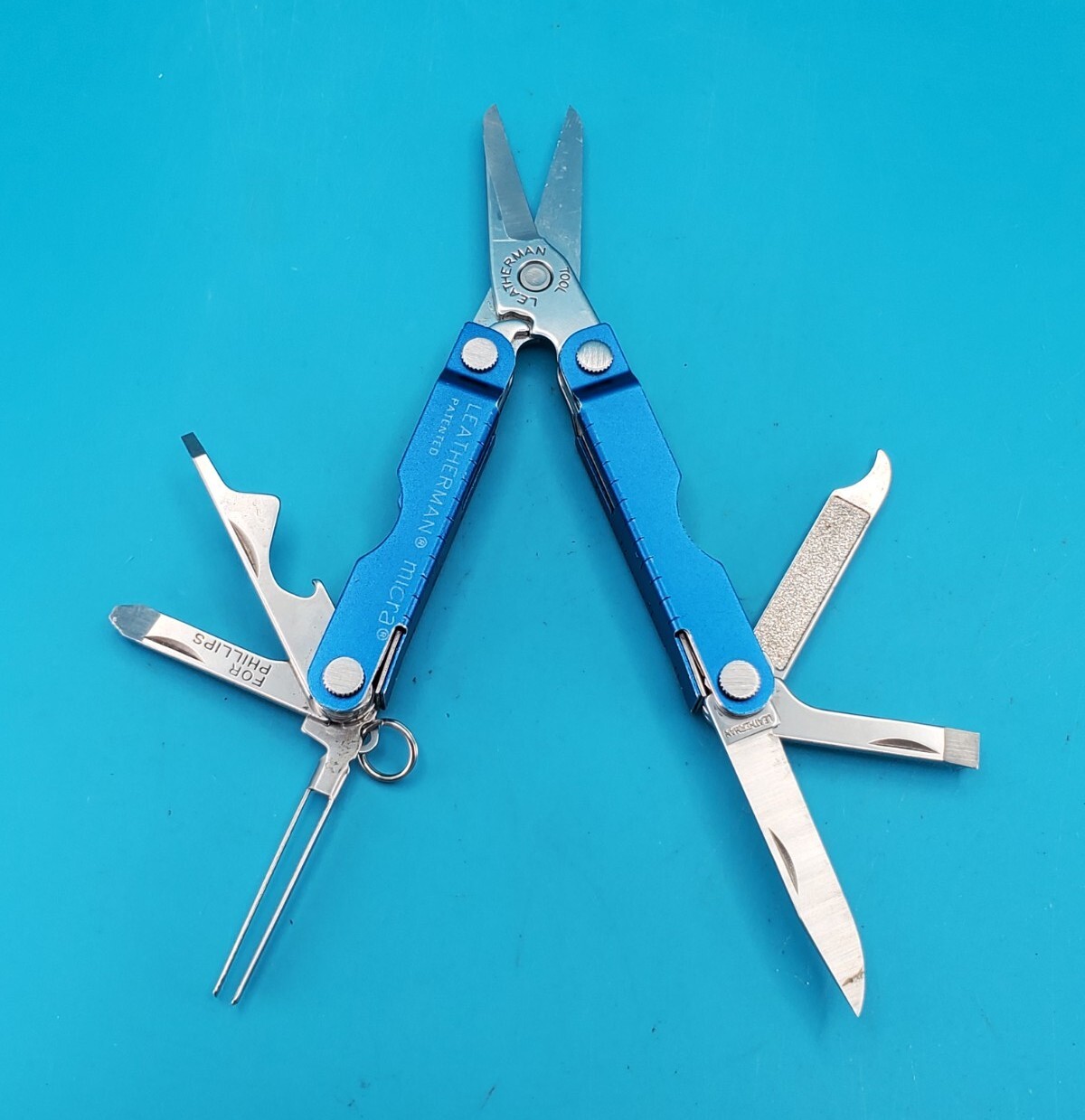 Leatherman Micra Multi-Tool, Knife, Scissors, Key Ring, Blue! BLUE RIVER GROUP