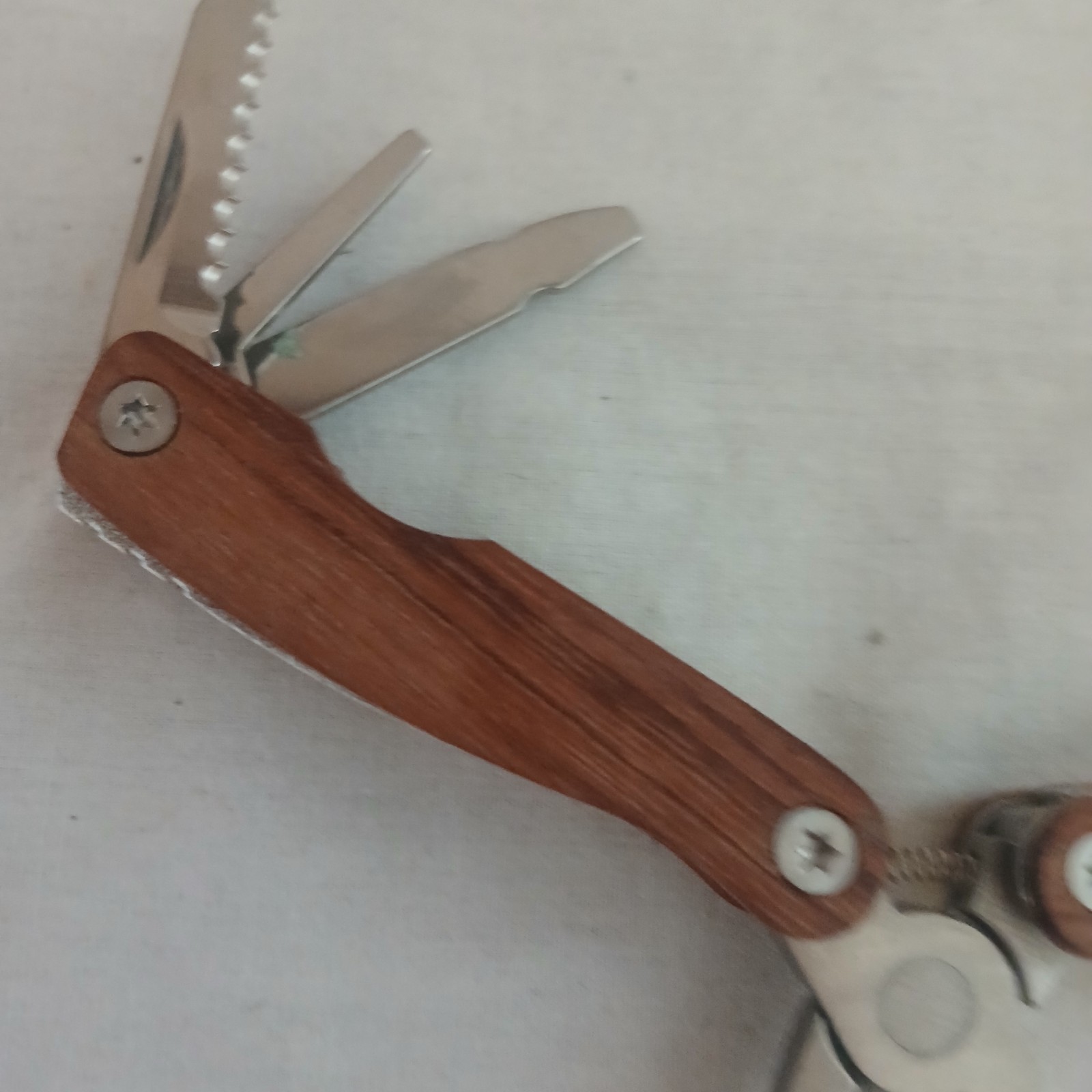 Teak wood Mini Multi Tool 9 Tools Quality 3 inches When Closed Vivid Grain