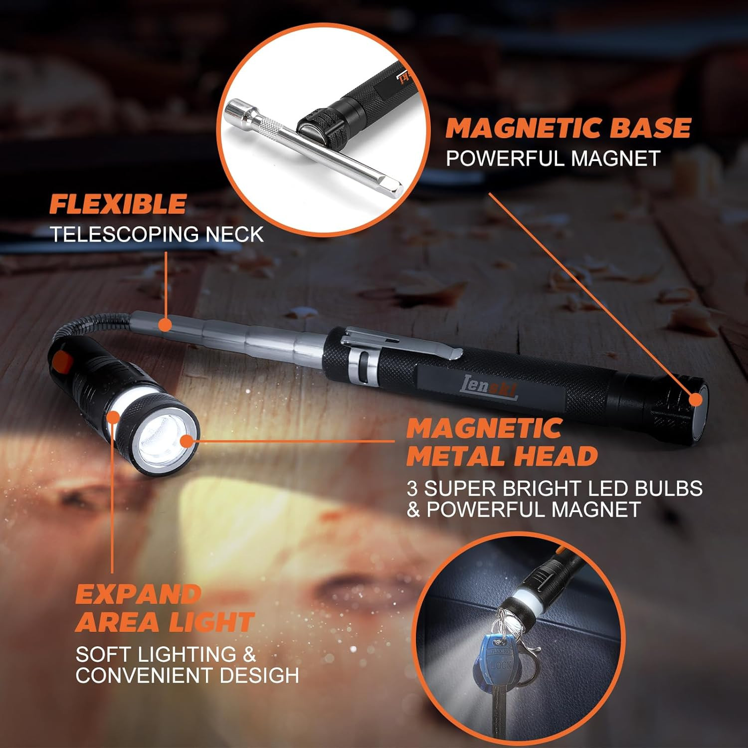 from Daughter, Flexible Magnetic Pickup Tool with LED, Mens Gifts for Fathers Da