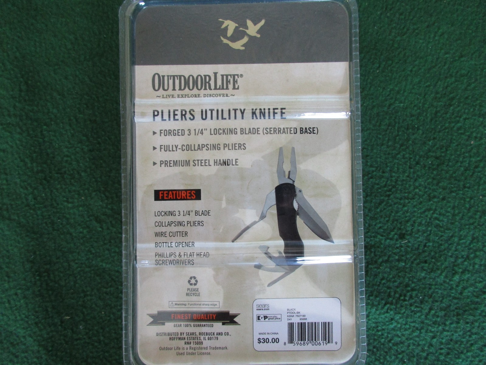 NEW IN THE PACKAGE OUTDOOR LIFE PLIERS UTILITY KNIFE MULTI-TOOL W/SHEATH 95688