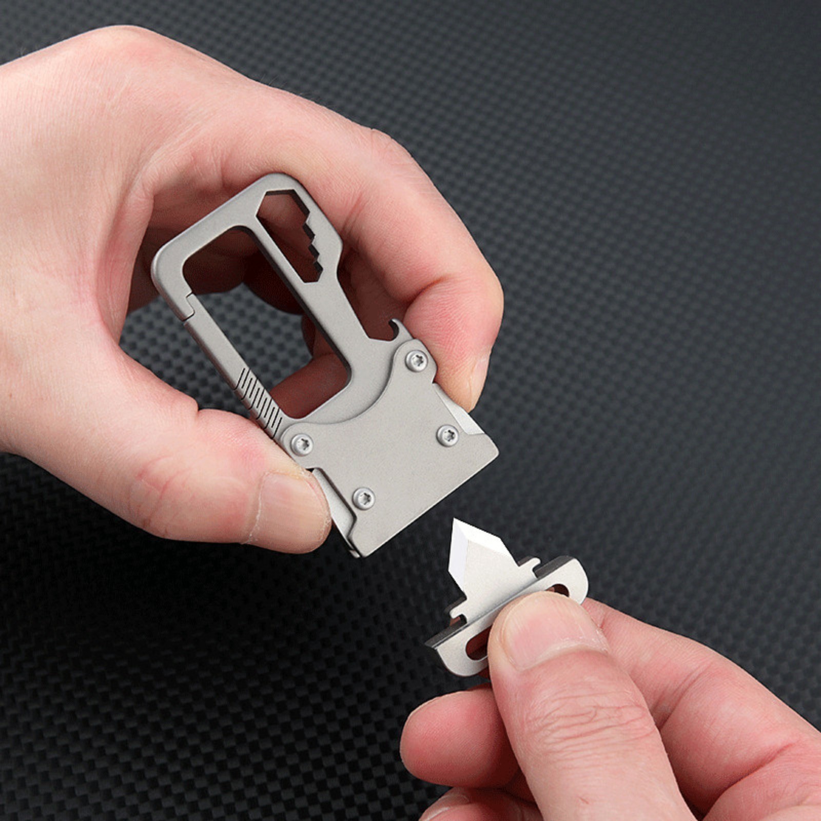 Titanium Alloy Key Chain Carabiner Opener Wrench Cutter EDC Outdoor Multi Tools