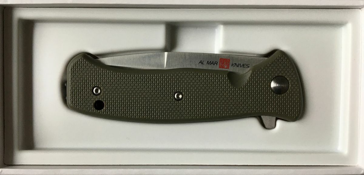 Al Mar Mini SERE 2020 Folding Knife 3″ 8Cr13MoV Steel Blade Green FRN Handle