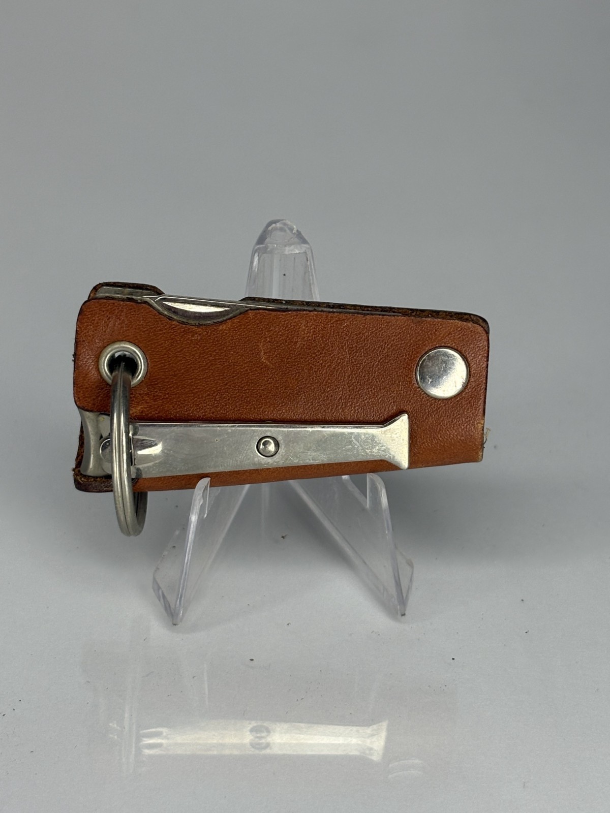 VTG LEATHER WRAPPED POCKET KNIFE MULTI-TOOL BLADES KEYCHAIN – Advertising
