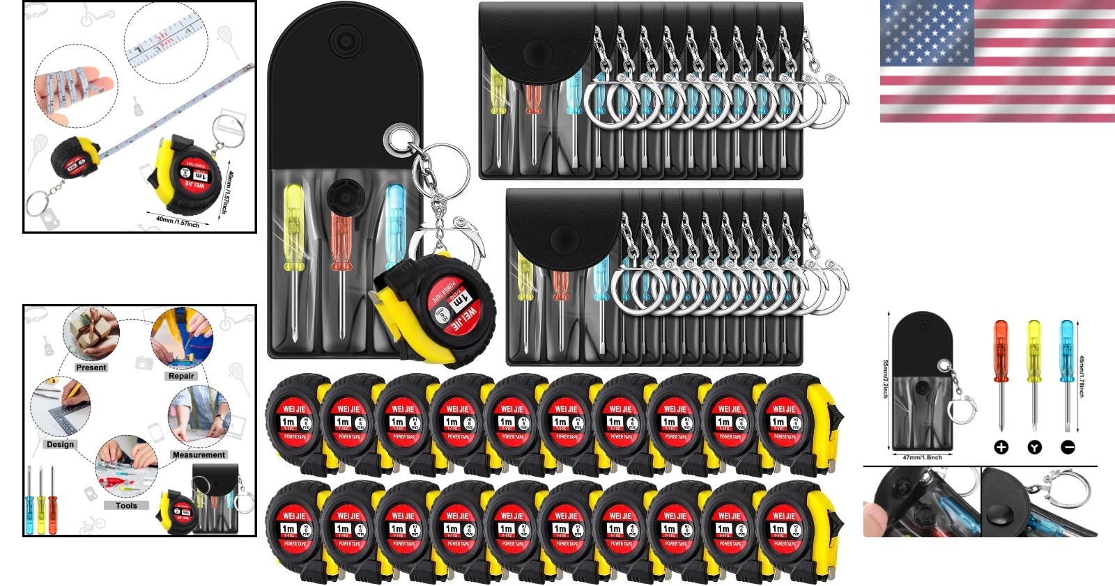 Practical Mini Keychain Set for Men – 40 Pcs