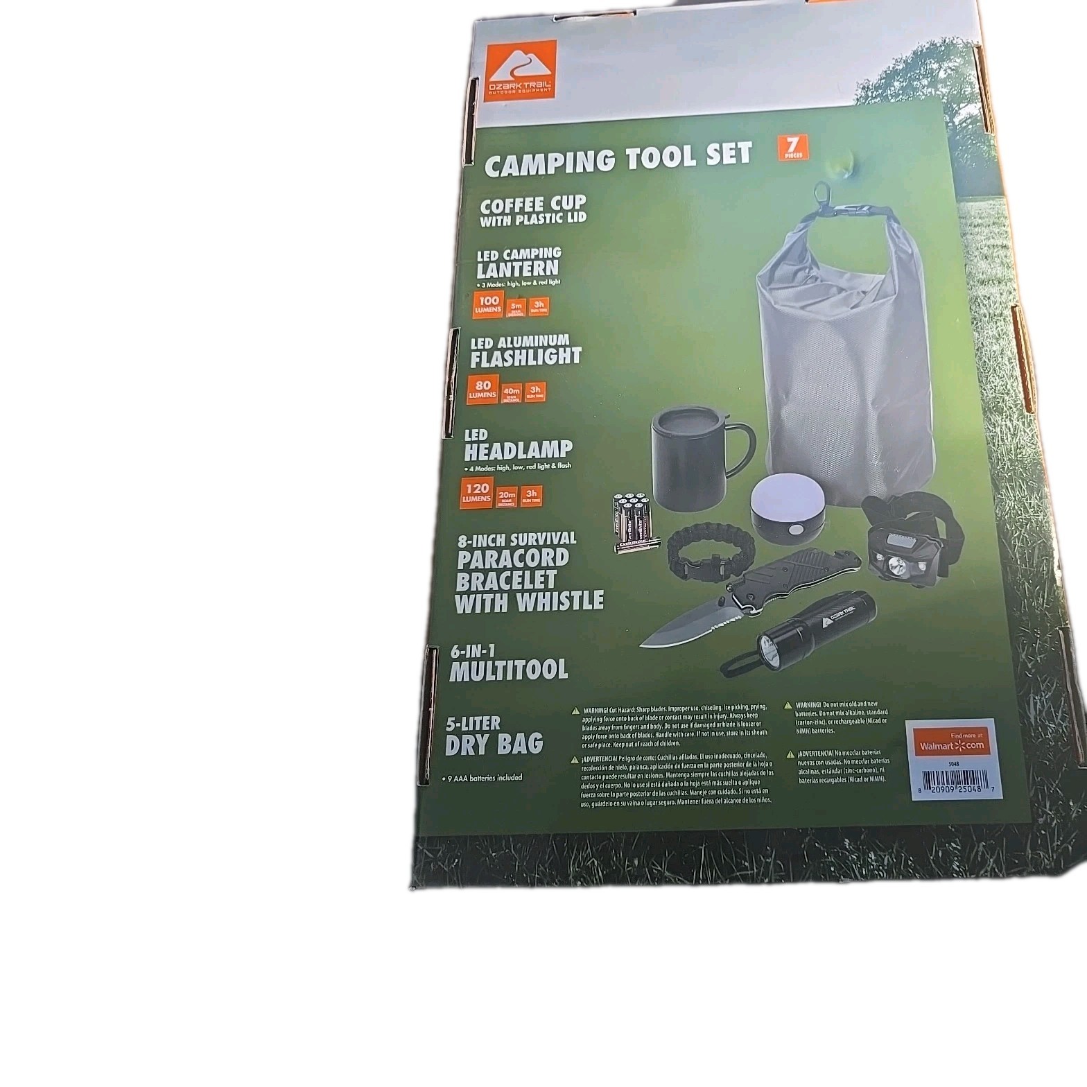 Ozark Trail Camping Tool Set 7 Piece Cup Lantern Flashlight Headlight Multitool