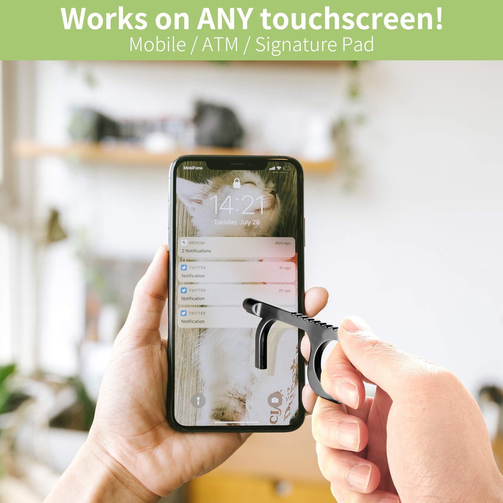 Handy Non-Touch Door Opener – Heavy-Duty Reusable Stylus Keychain – Germ Key …