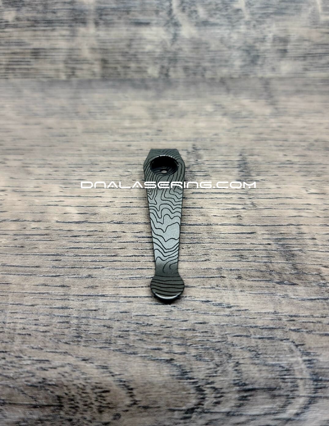 Spyderco – Topographic Map – Engraved Titanium Sandwash – Pocket Knife Clip