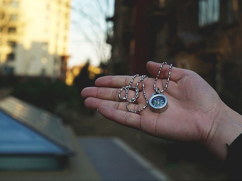 Mini Titanium Keychain Compass for Outdoor Camping Travel EDC Necklace Pendant