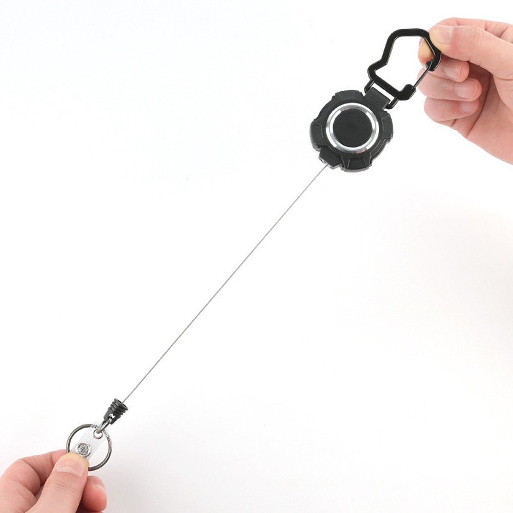 Practical Retractable Keychain with Long Steel Cord and Easy Retraction