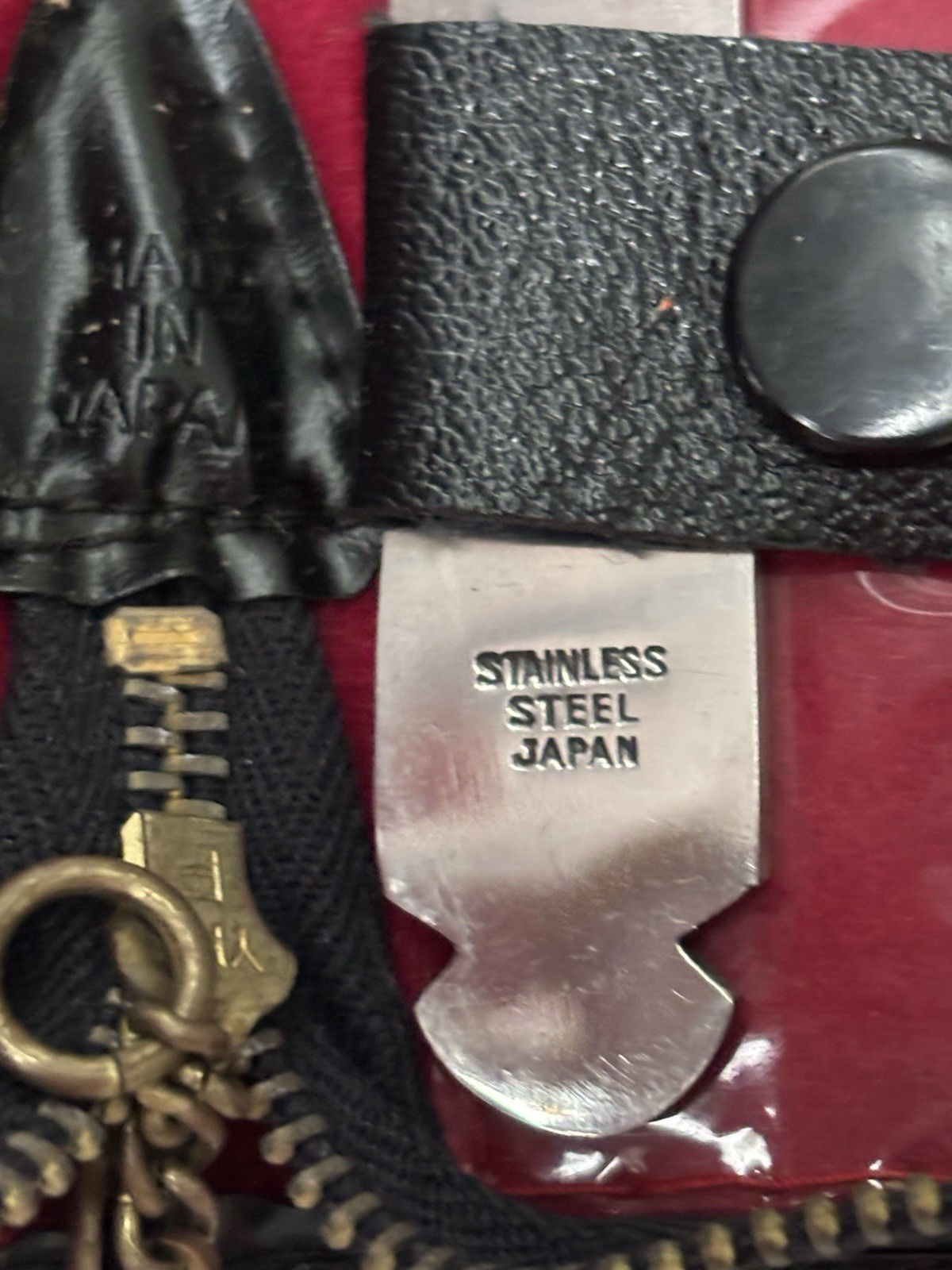 Vintage Mid Century Japanese Multi-Tool Travel Kit Red Lining Stainless Steel