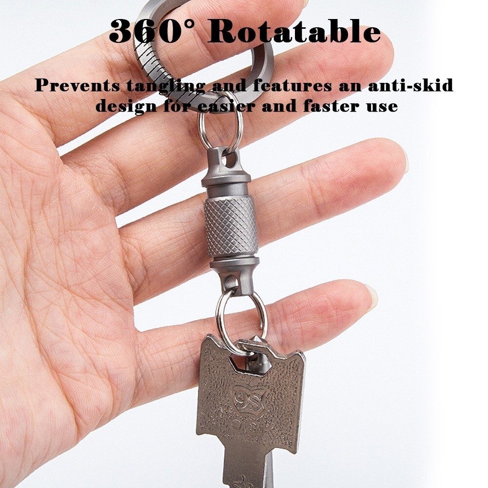 Titanium Alloy Keychain Detachable Car Key Holder 360° Swivel Quick-Release Tool