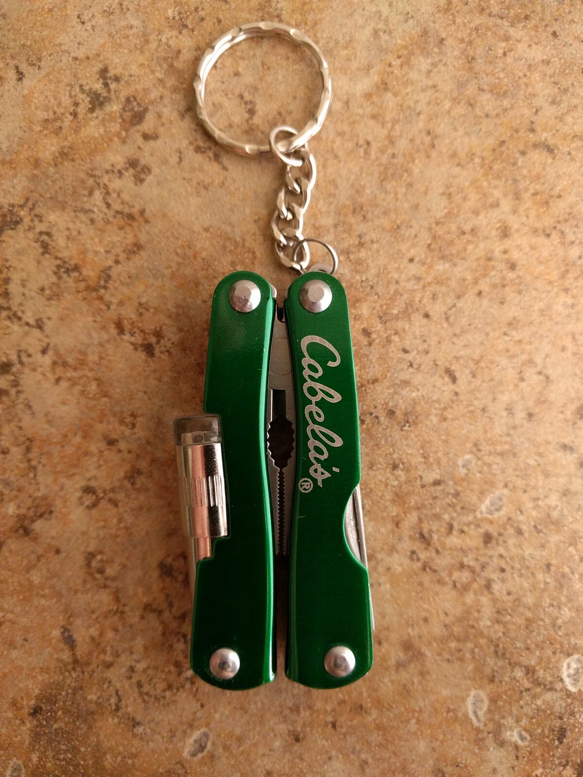 Cabelas Multi-Tool Flashlight Knife Can Opener Pliers Screwdriver Carry Pouch