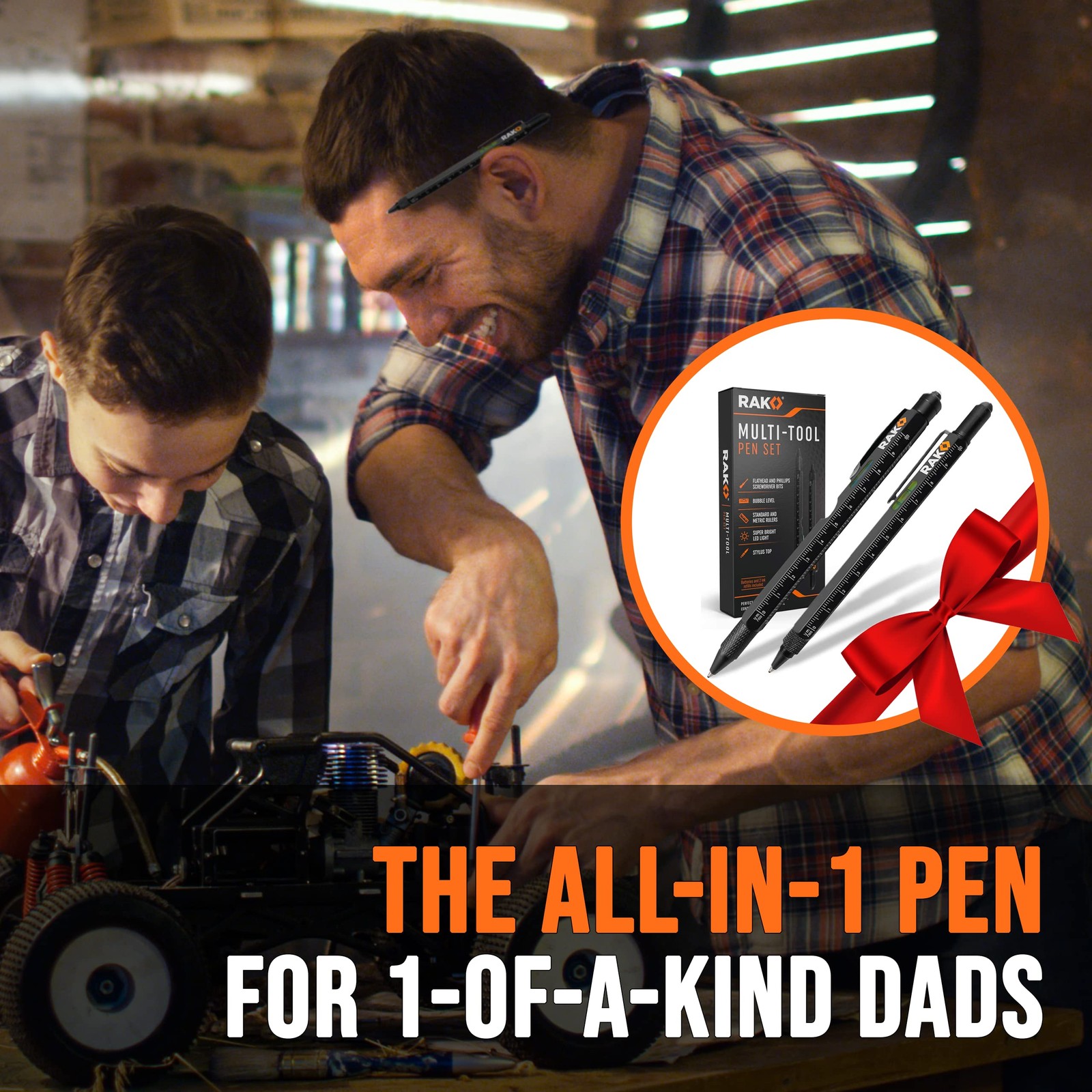 RAK Multitool Pen – Multi-Tool Set 11 in 1, Pocket Size (2 count), Black
