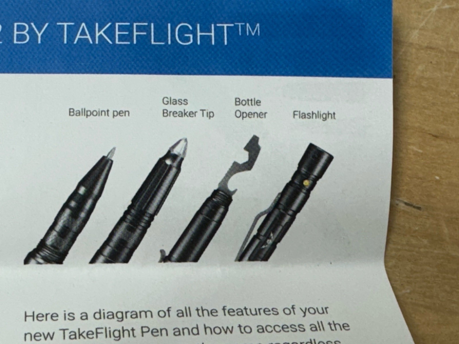 Takeflight Tactical Pen Multi-Tool with Flashlight – Black