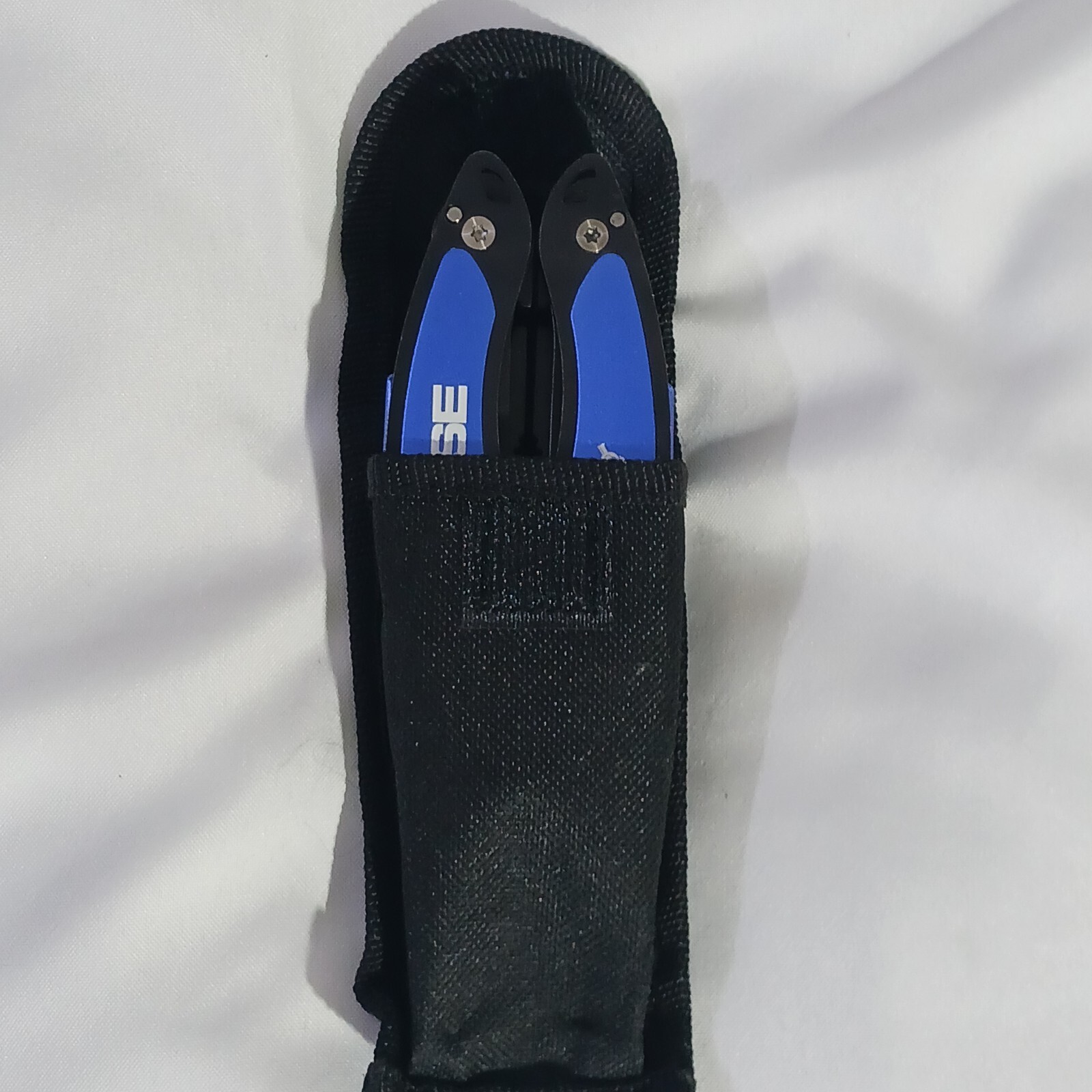 Pocket Folding Multitool Knife SASE 11 Function Belt Sheath Blue EUC