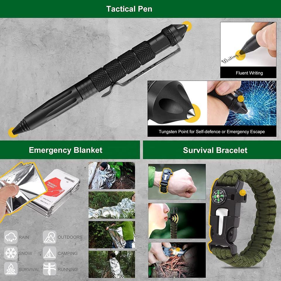 High quality Perfect gift survival gear kit camping accessories 34 in 1 for clim