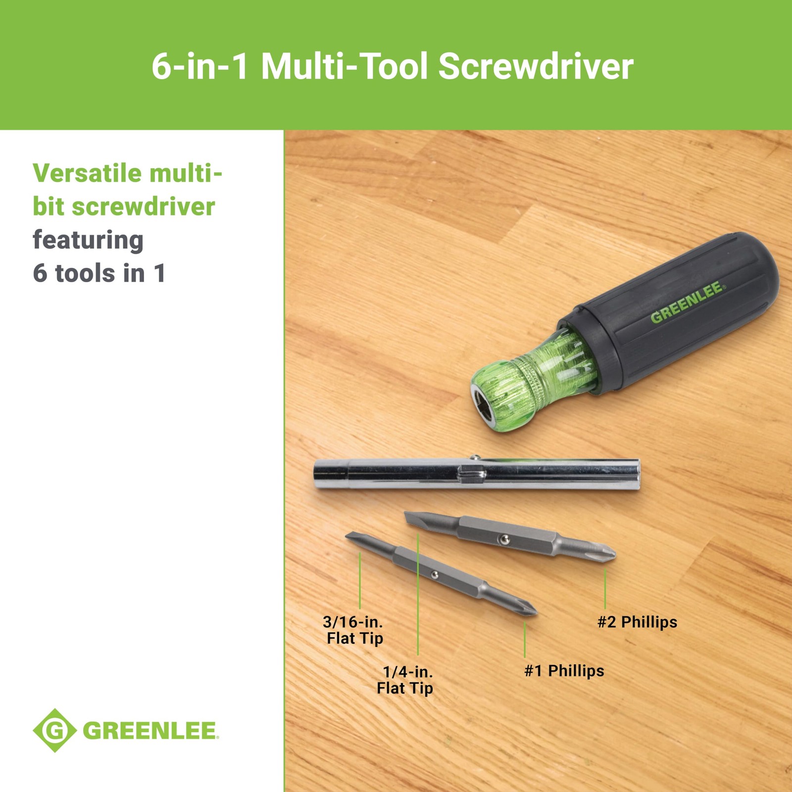015342C 6in1 MultiTool Screwdriver with Slotted, Phillips and Hex…