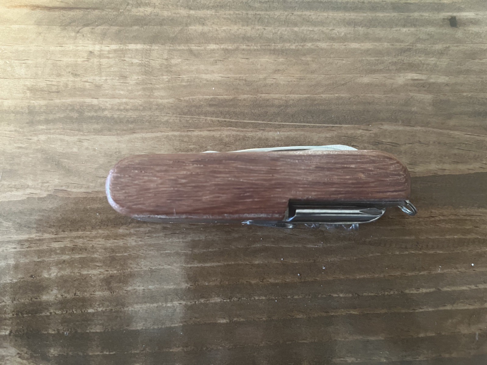 MULTI Function CAMPING TOOL KNIFE Swiss Army Style Wood Grain Engraved “ANDREW”