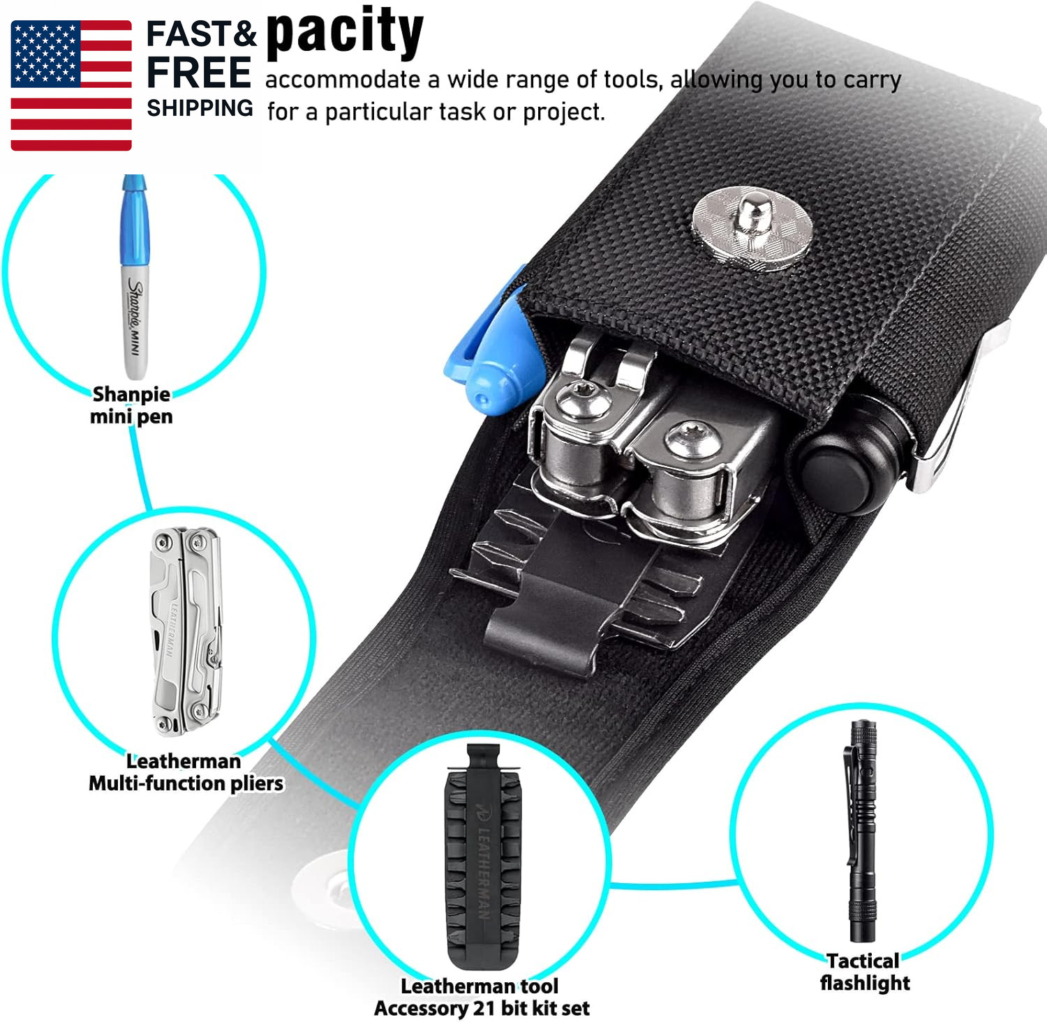 Multitool Sheath Compatible with Leatherman EDC Belt Organizer Tool Holster Pouc