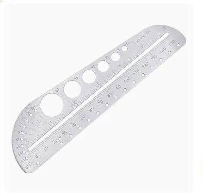 15CM/ 6 Inch EDC Titanium Alloy Ruler Portable Scale Protractor TC4 Multi Tool
