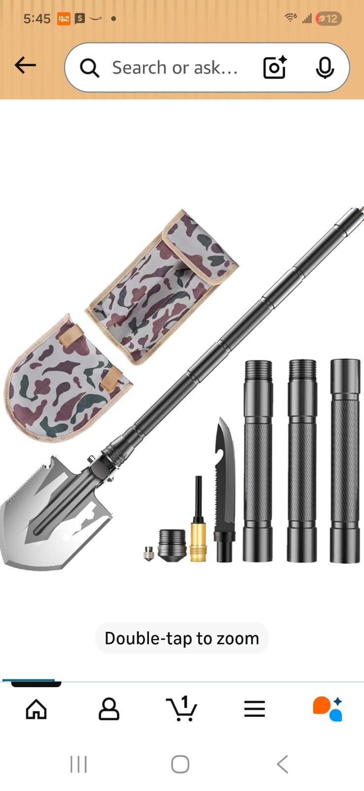 Portable Folding Shovel Multitool for Outdoor Camping, Hiking, Backpacking,…
