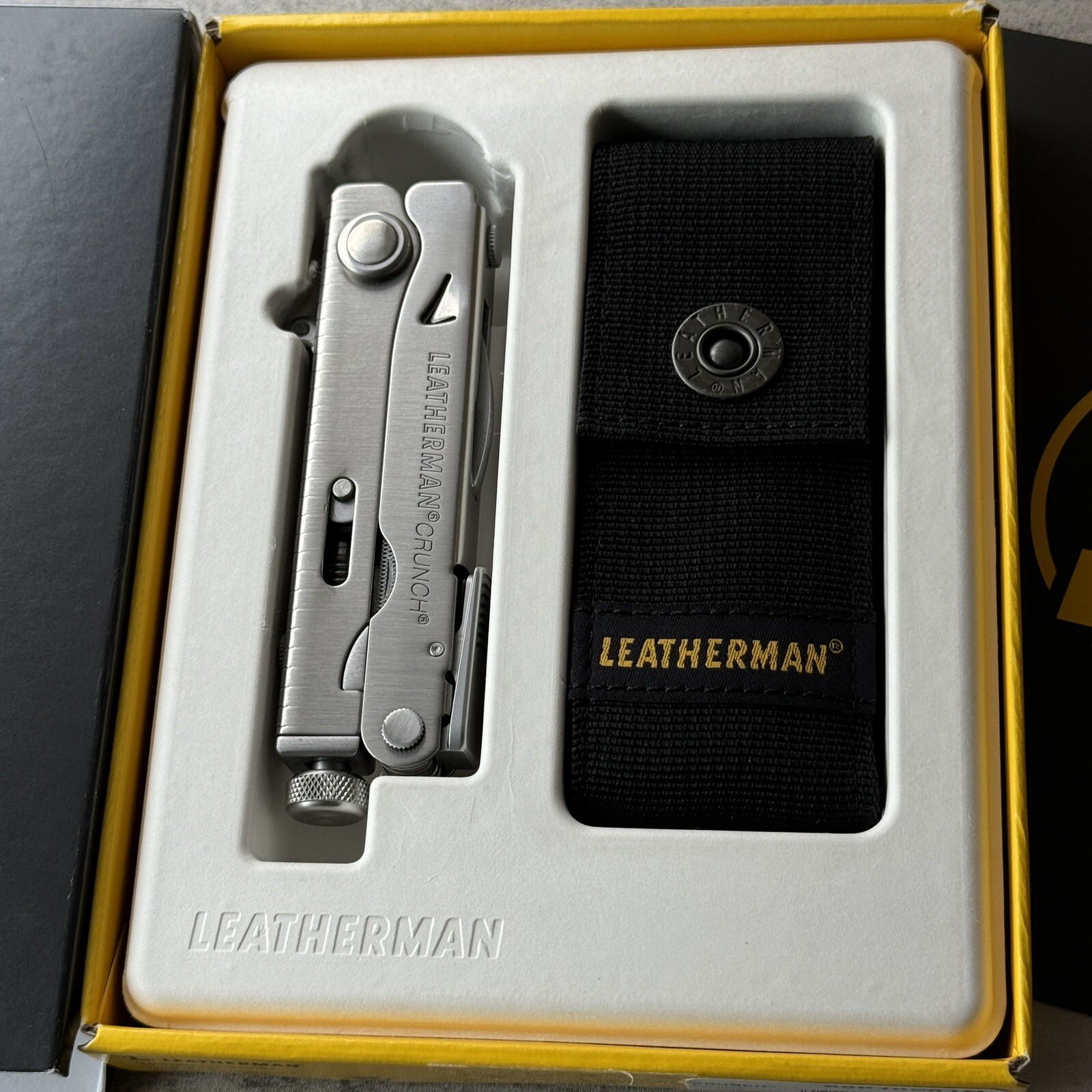 Leatherman Crunch multitool, ballistic nylon sheath. Made in USA