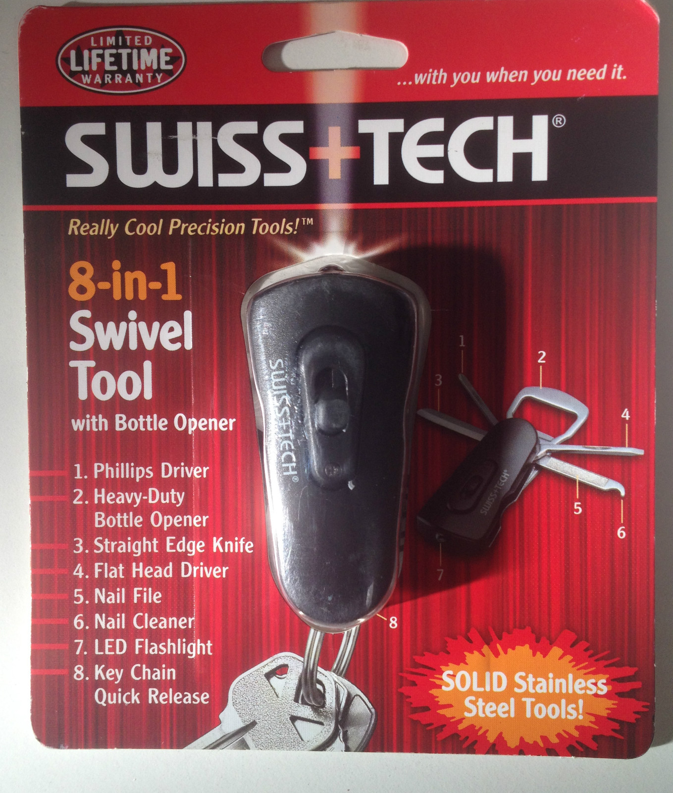 Genuine SWISS+TECH Swivel Tool ST60320 8-in-1 Knife Multi Tool In clamshell