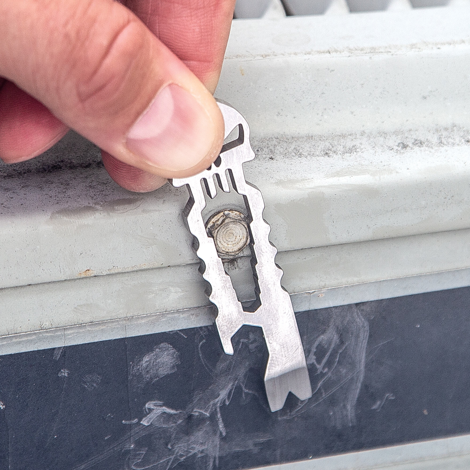 Punisher Keychain Tool – Lanyard Hole Bottle Opener Wrench Screw Driver Prybar