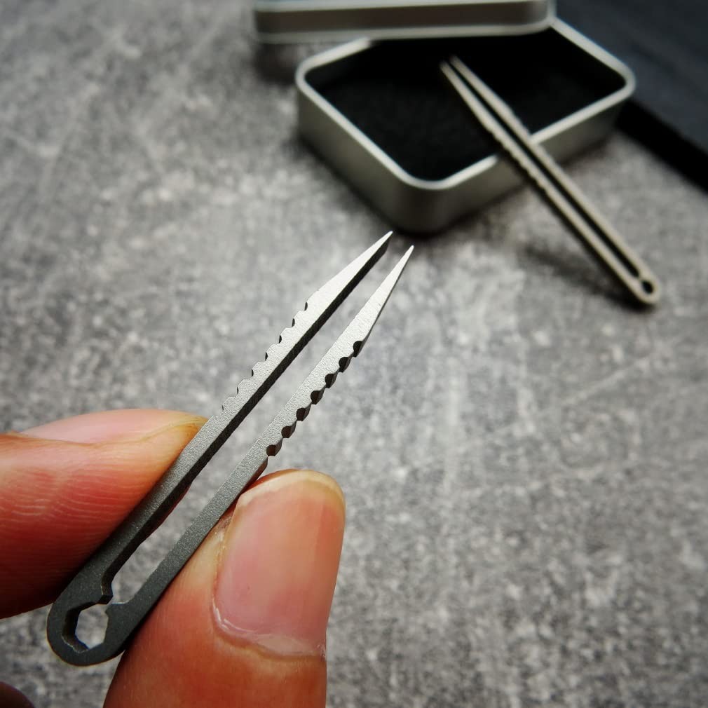 2pcs Mini Tweezers Portable Titanium Alloy EDC Survival Camping Outdoor Trave…