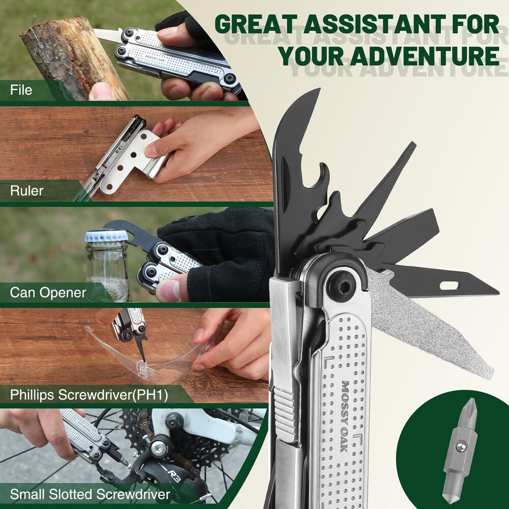 MOSSY OAK 20-in-1 Multitool Stainless Steel Multi Tool Plier Self-locking Pliers