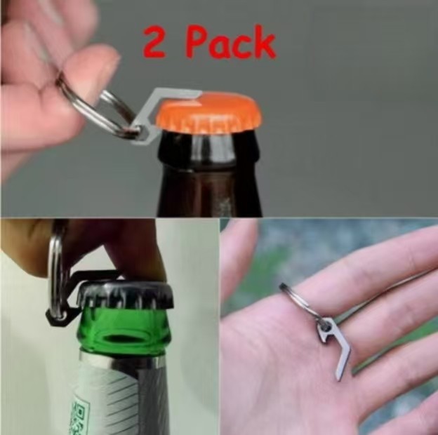 2x PCS EDC Mini Lightweight Bottle Beer Opener & Keyring Pocket Utility Keychain