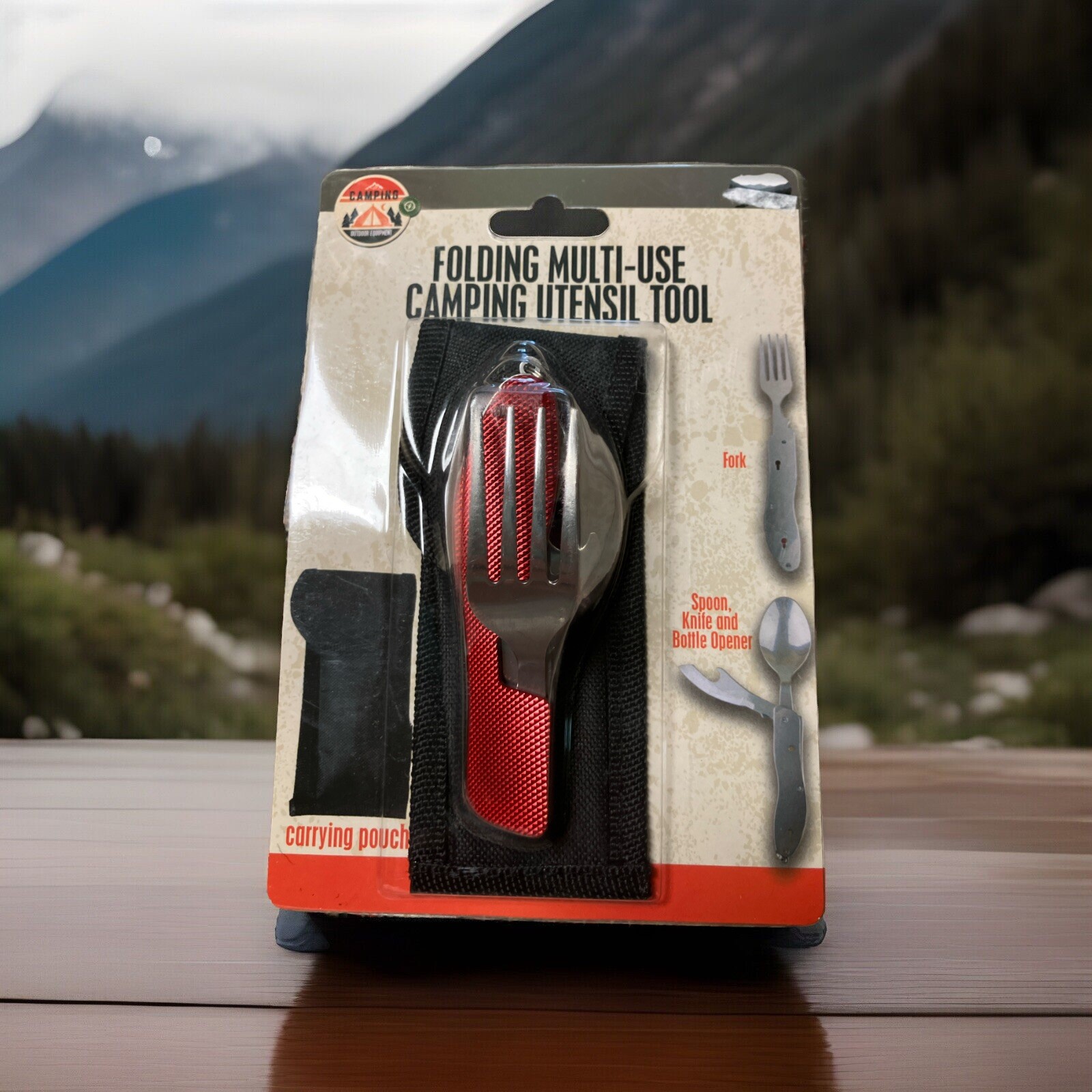 FOLDING MULTI-USE CAMPING UTENSIL TOOL