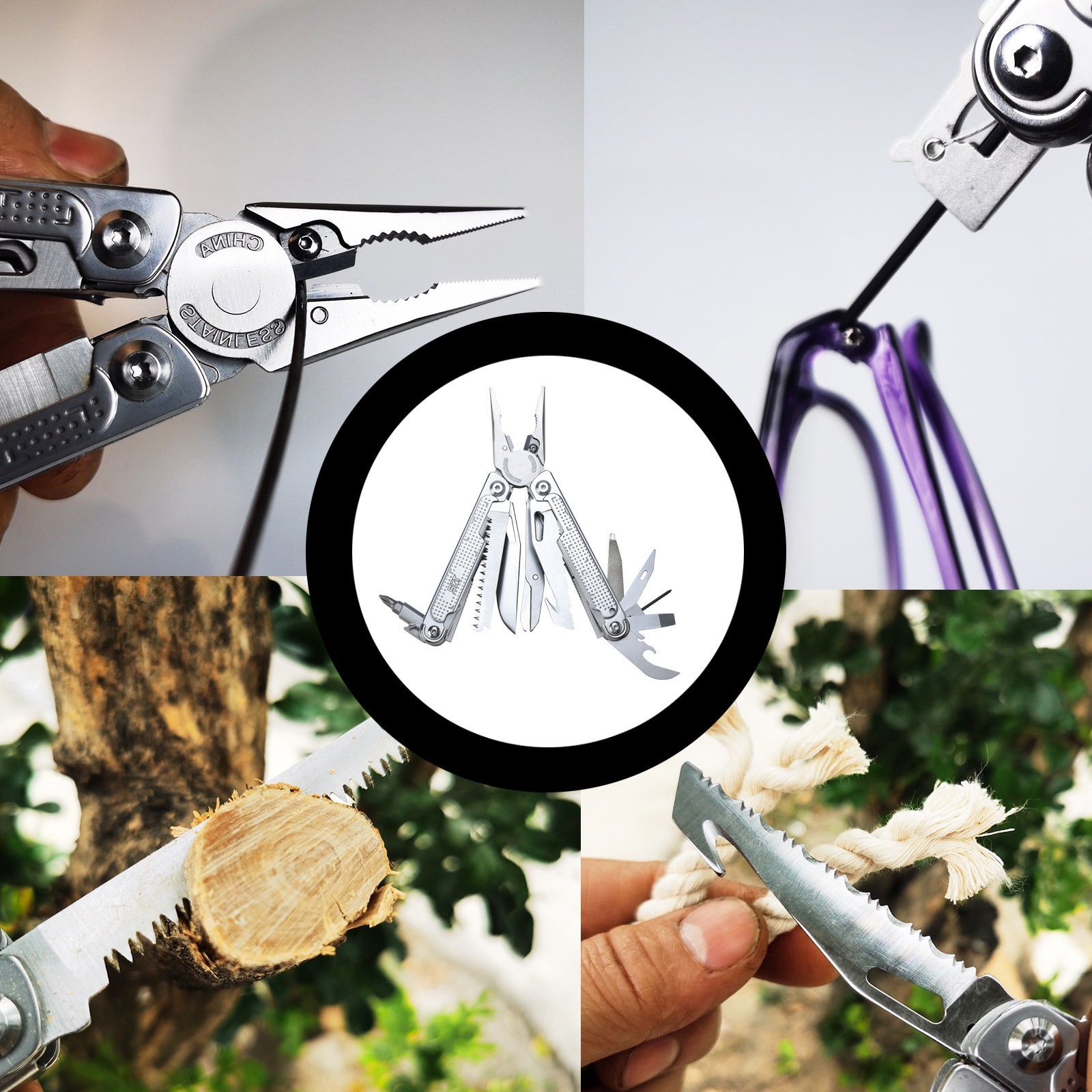2048 Folding Multi Tool Pliers with Blade EDC Pocket Repair Tool Outdoor Gear