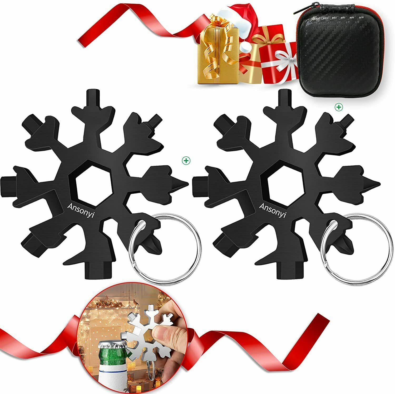 18-in-1 multi-function tool kit- Allen Wrench Phillips, Flat head-SNOWFLAKE Open