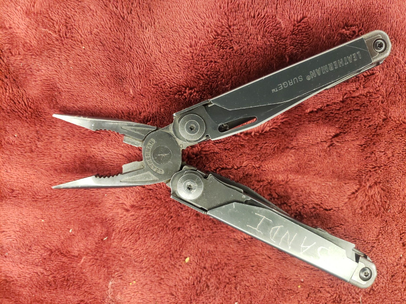 Leatherman Surge Black Multi Tool with Saw not File SANDI Engraved