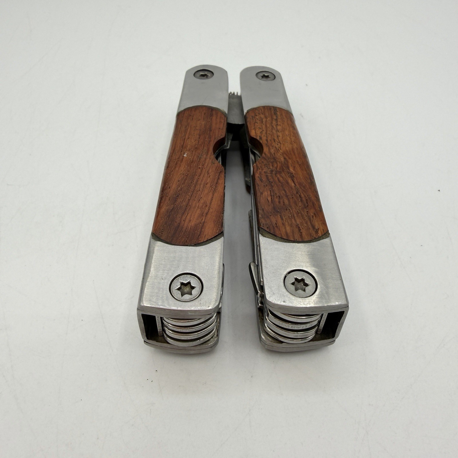Sheffield 9 Multi-Tool Wood Handle Stainless-Steel Blade Pliers Saw Knife Opener